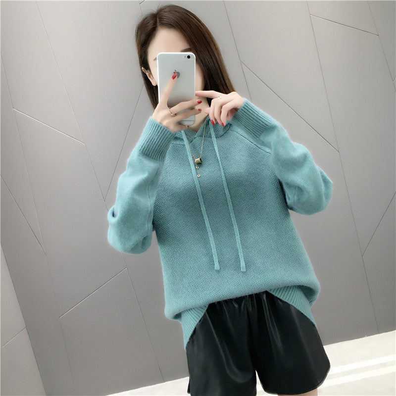 Femme Cozy Strik Hoodie Pullover Stilla