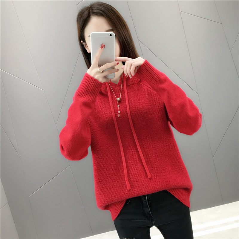 Femme Cozy Strik Hoodie Pullover Stilla
