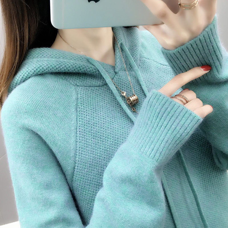 Femme Cozy Strik Hoodie Pullover Stilla