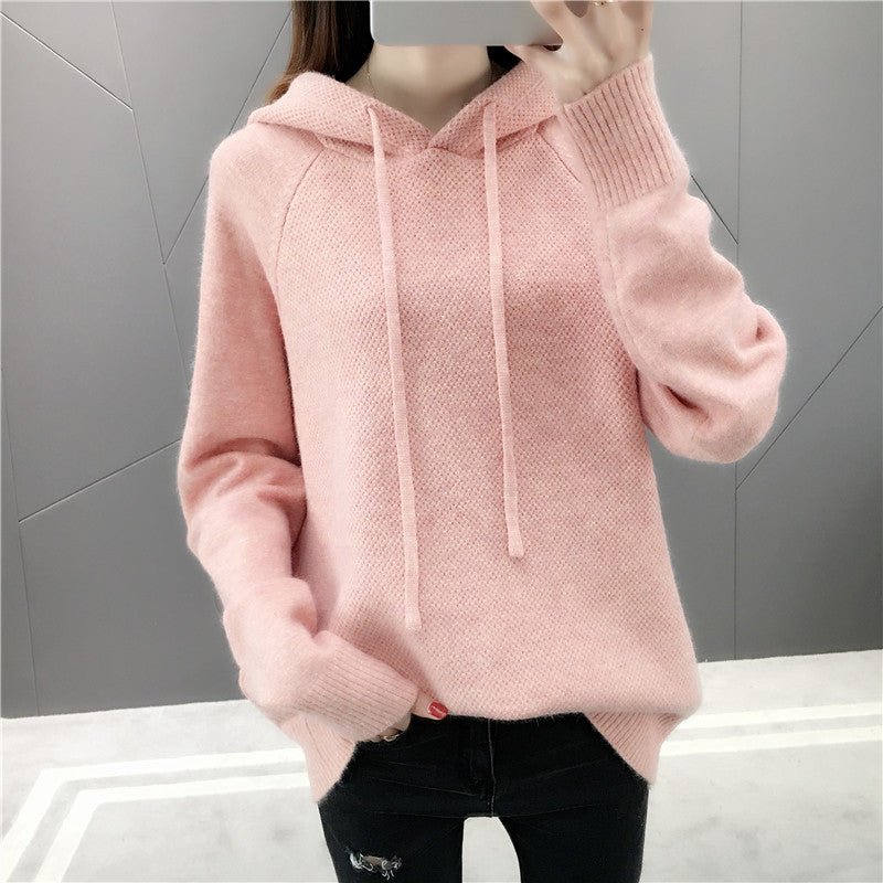 Femme Cozy Strik Hoodie Pullover Stilla