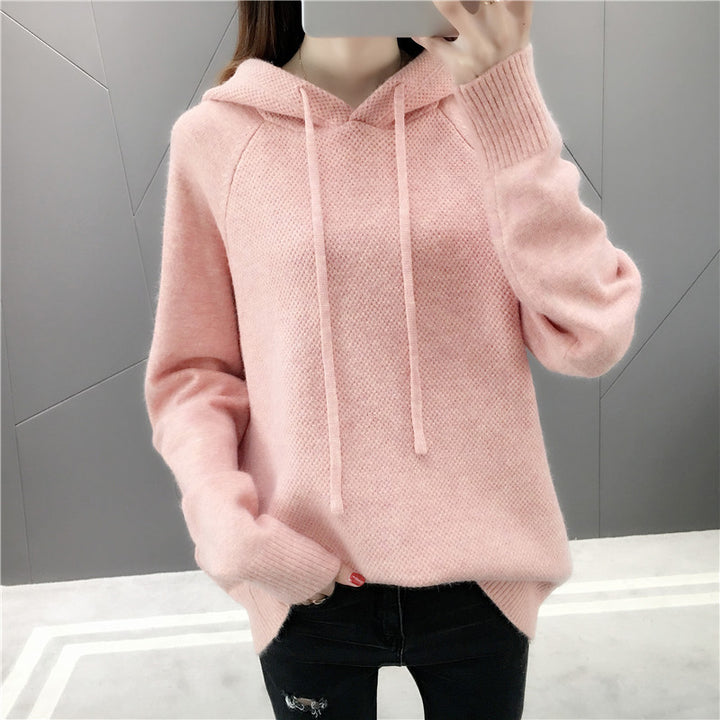Femme Cozy Strik Hoodie Pullover Stilla