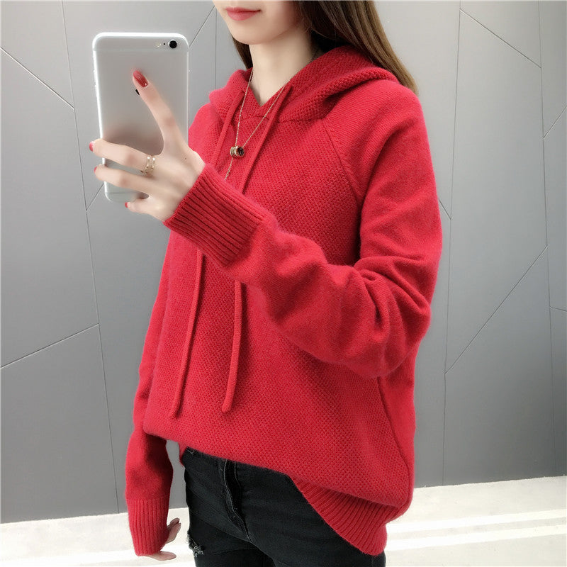 Femme Cozy Strik Hoodie Pullover Stilla