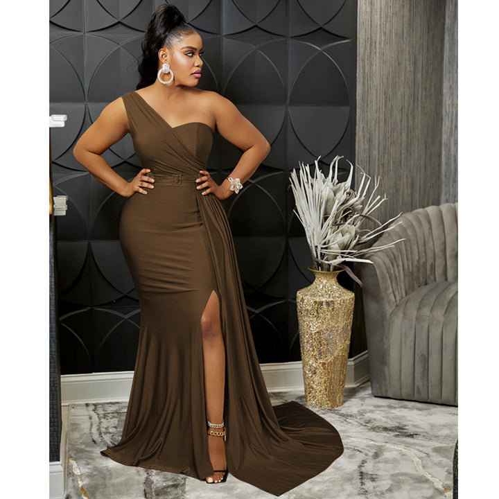 Stilla | Farve Party Tight One Shoulder Sleeve Dress Maxi Dress Kvinder