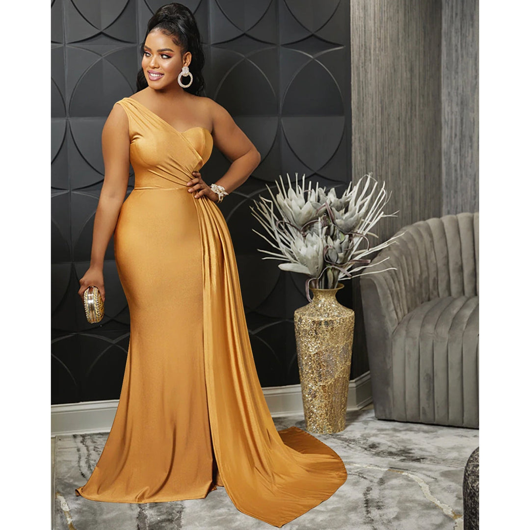 Stilla | Farve Party Tight One Shoulder Sleeve Dress Maxi Dress Kvinder