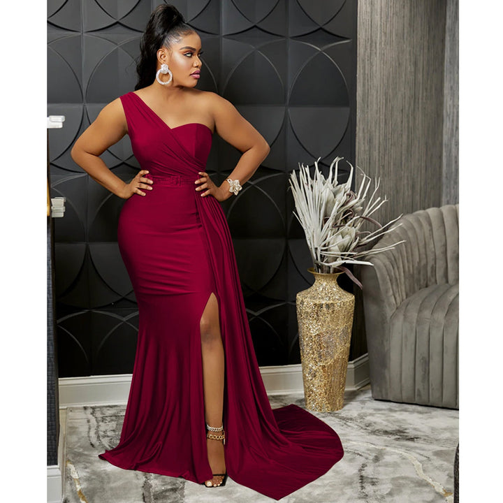 Stilla | Farve Party Tight One Shoulder Sleeve Dress Maxi Dress Kvinder