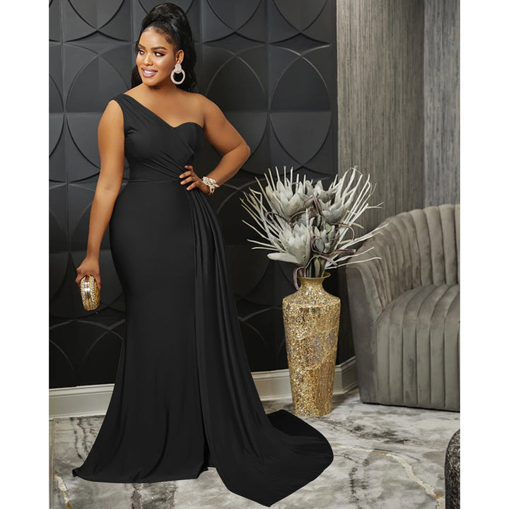 Stilla | Farve Party Tight One Shoulder Sleeve Dress Maxi Dress Kvinder