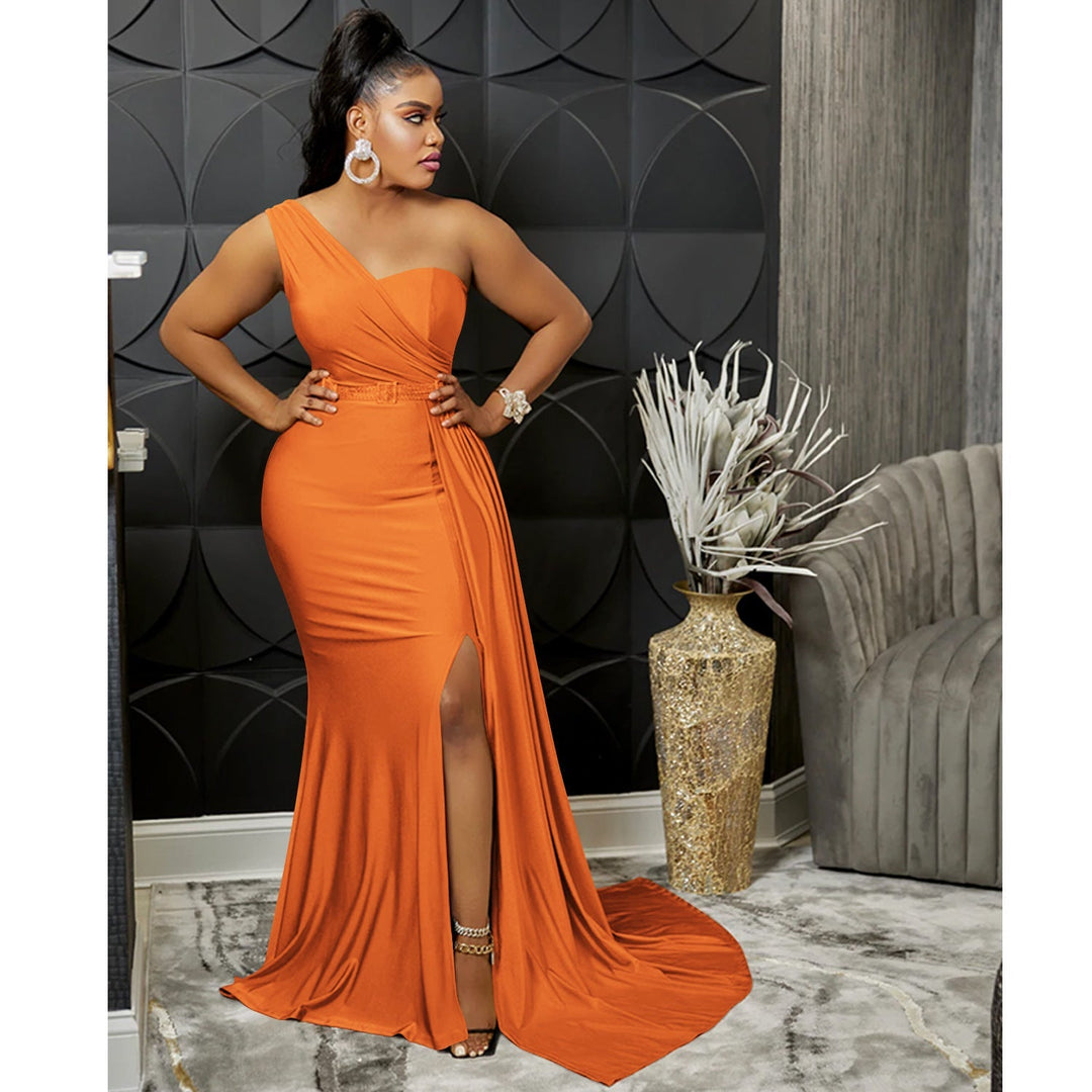 Stilla | Farve Party Tight One Shoulder Sleeve Dress Maxi Dress Kvinder