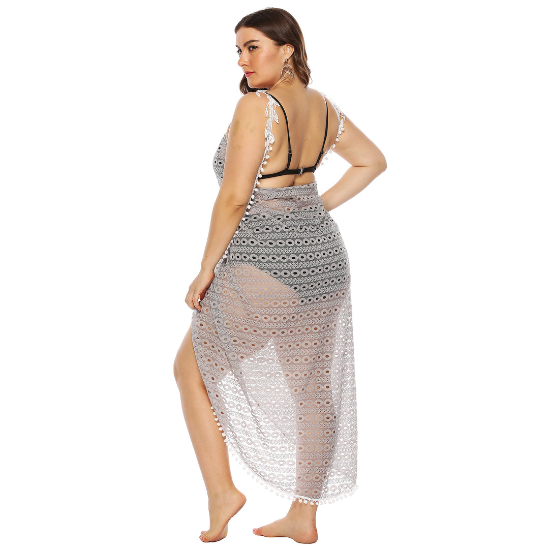 Damer gennemsigtig strandkimono med kunstnerisk huldesign Stilla