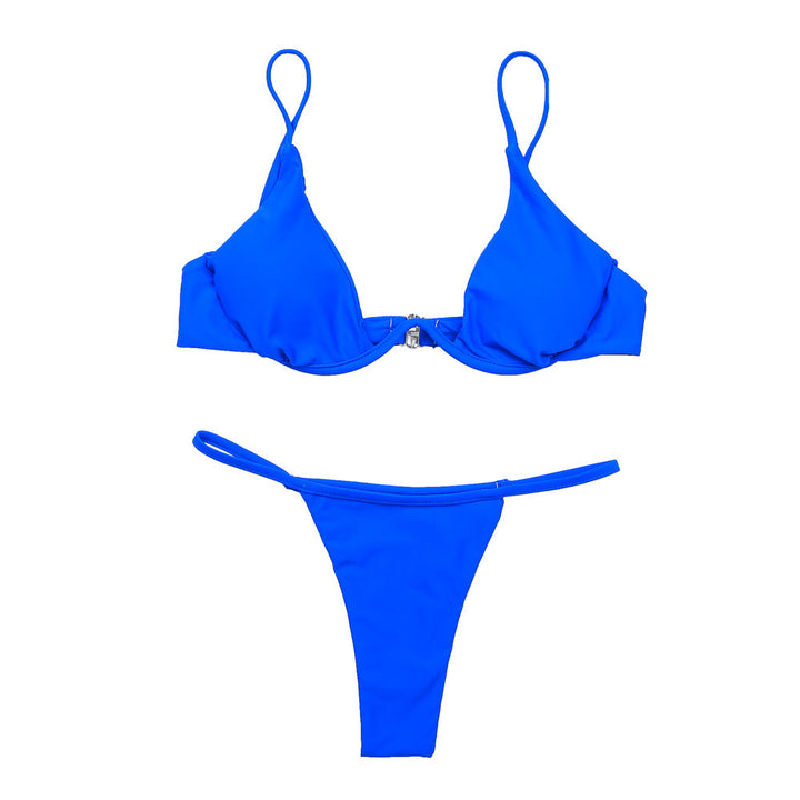 Damer trekants-bikini med skinnende top og justerbare stropper Skovae