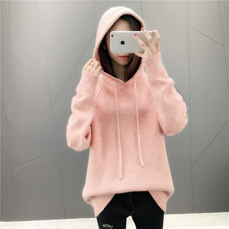 Femme Cozy Strik Hoodie Pullover Stilla
