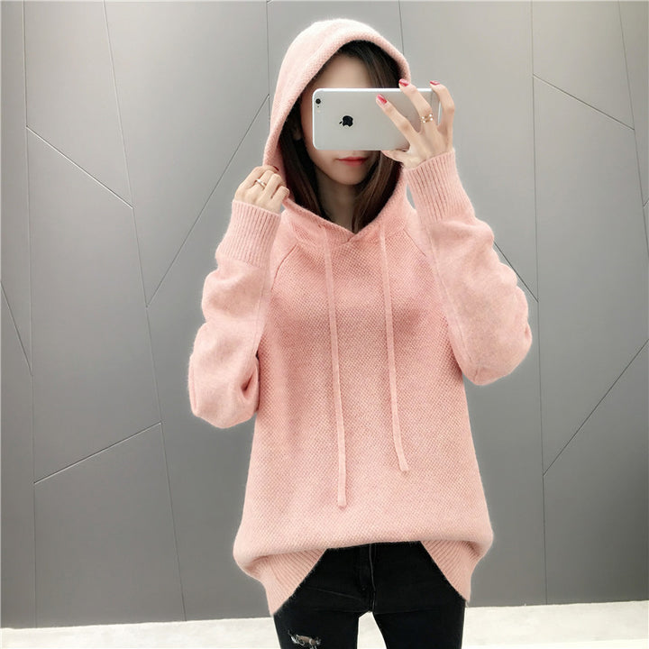 Femme Cozy Strik Hoodie Pullover Stilla