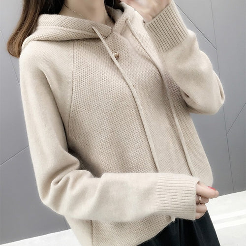 Femme Cozy Strik Hoodie Pullover Stilla