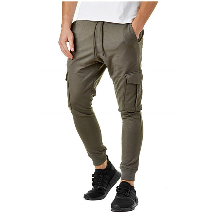 Herren Slim Fit Cargo-bukser med sidelommer og elastisk linning Stilla
