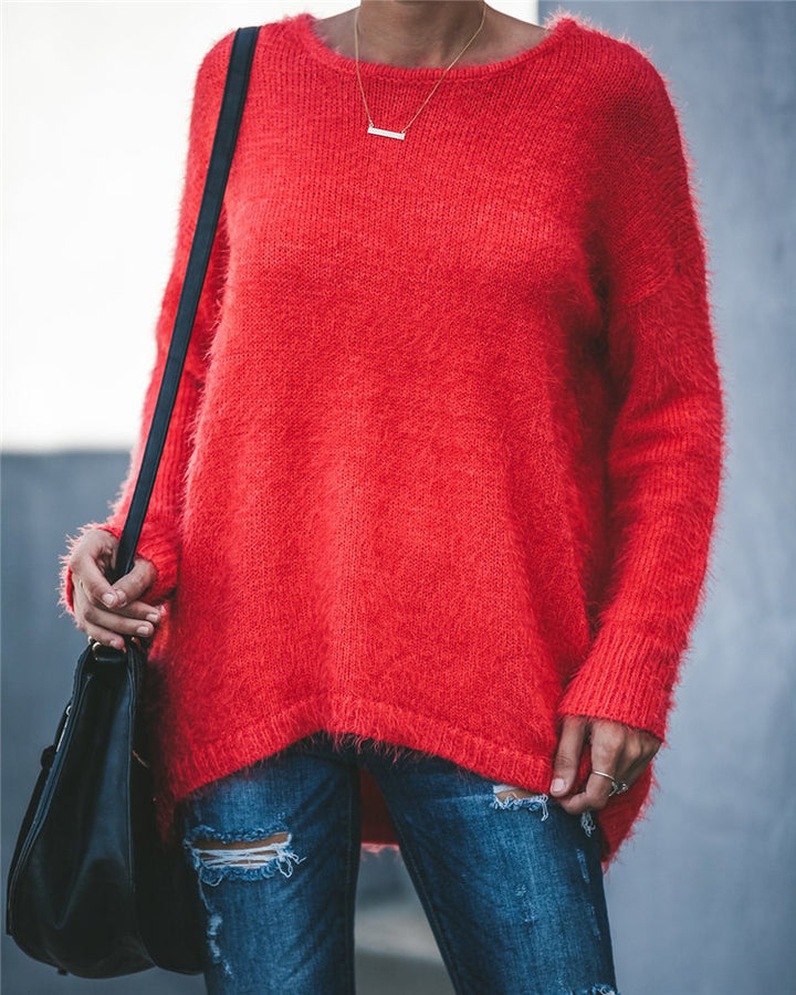 Dame blød sweater med asymmetrisk kant Stilla