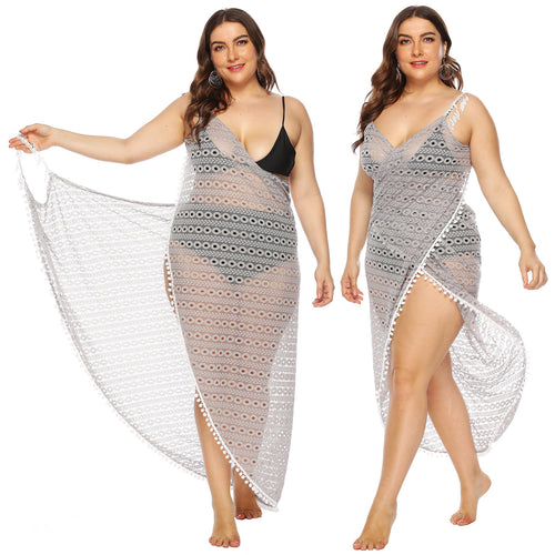 Damer gennemsigtig strandkimono med kunstnerisk huldesign Stilla
