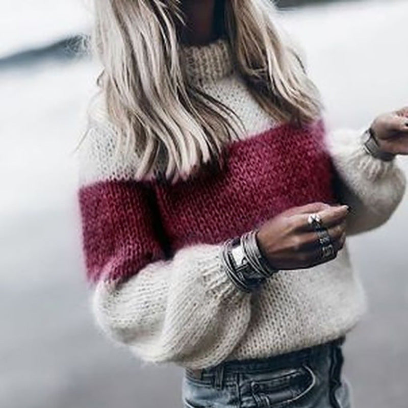 Dame komfortabel strikpullover med moderne hulmønster Stilla