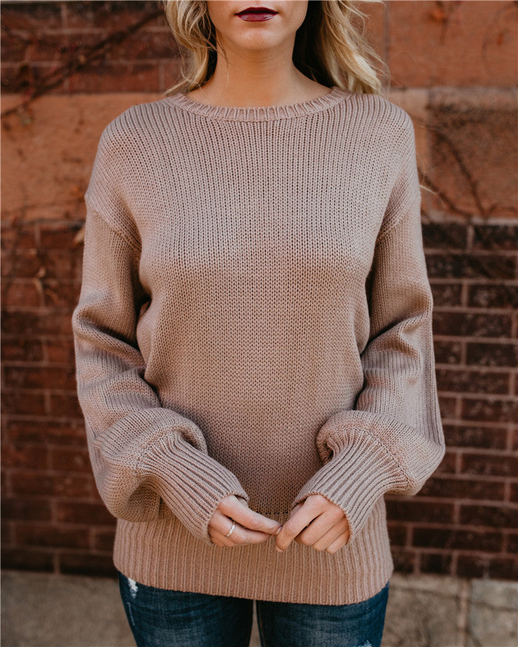 Dame afslappet grovstrik pullover med bred pasform og overlapper skuldre Stilla