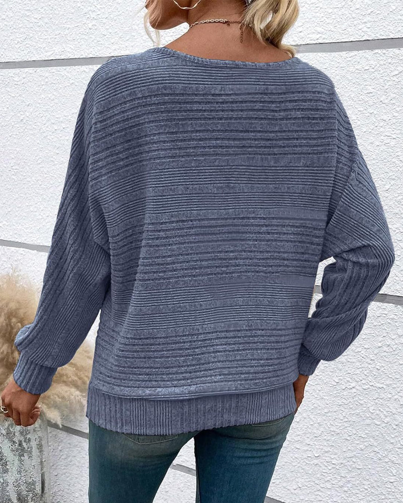 Stilla | Langærmet skjorte med rund hals og striber