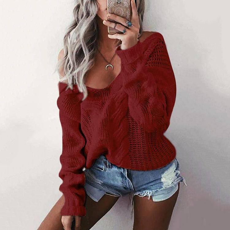 Kvinders Boxy Strik Sweater med Udsøgte Hulmønstre Stilla
