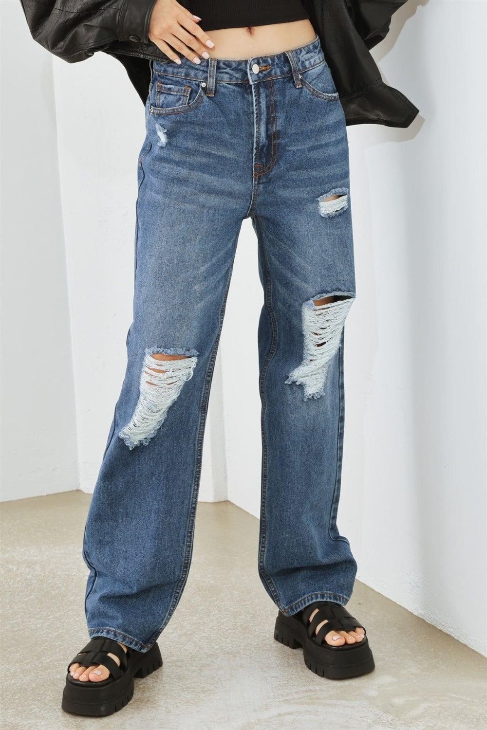 Stilla | Kollektion Distressed Høj Talje Bukser