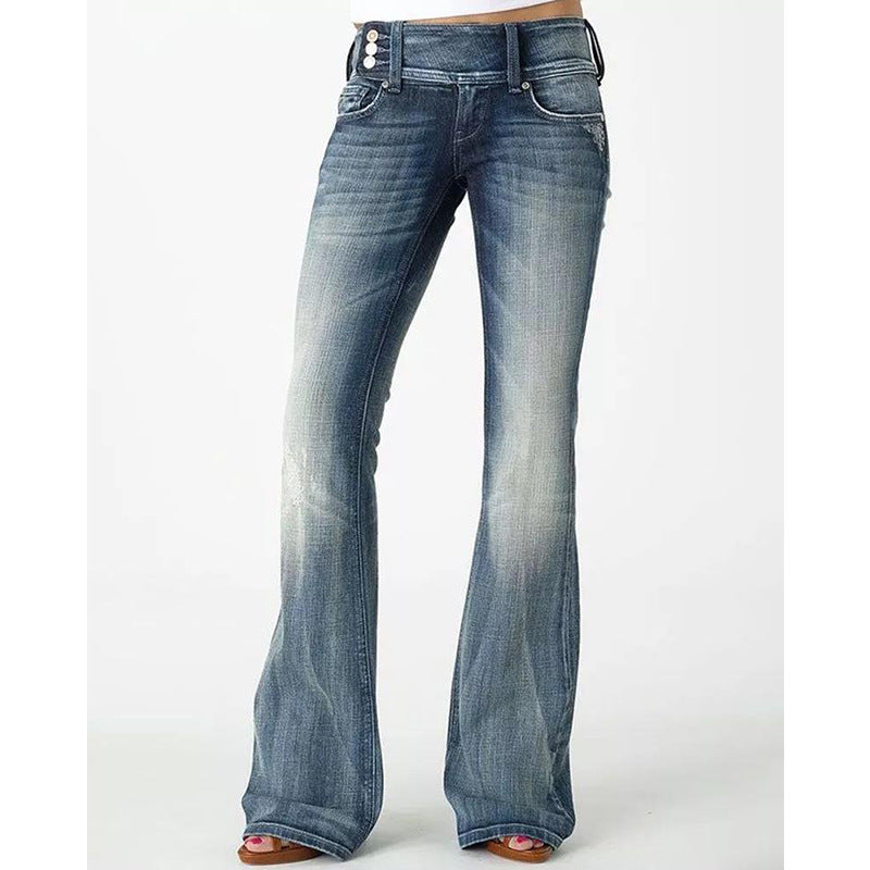 Skovae | Populære vinpluknings sideknap høj talje skinny jeans