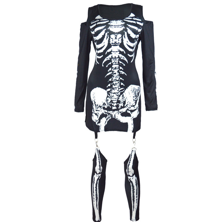 Dame Skelettryk Kostume Kjole Stilla