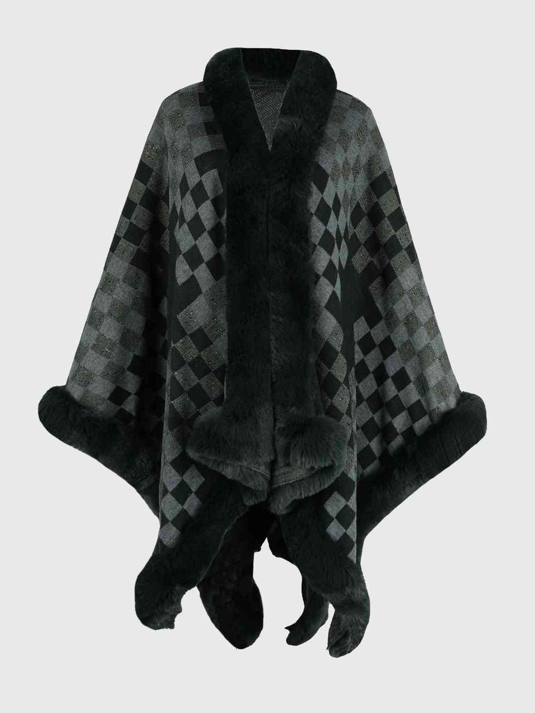 Stilla | Faux Fur Trim Poncho