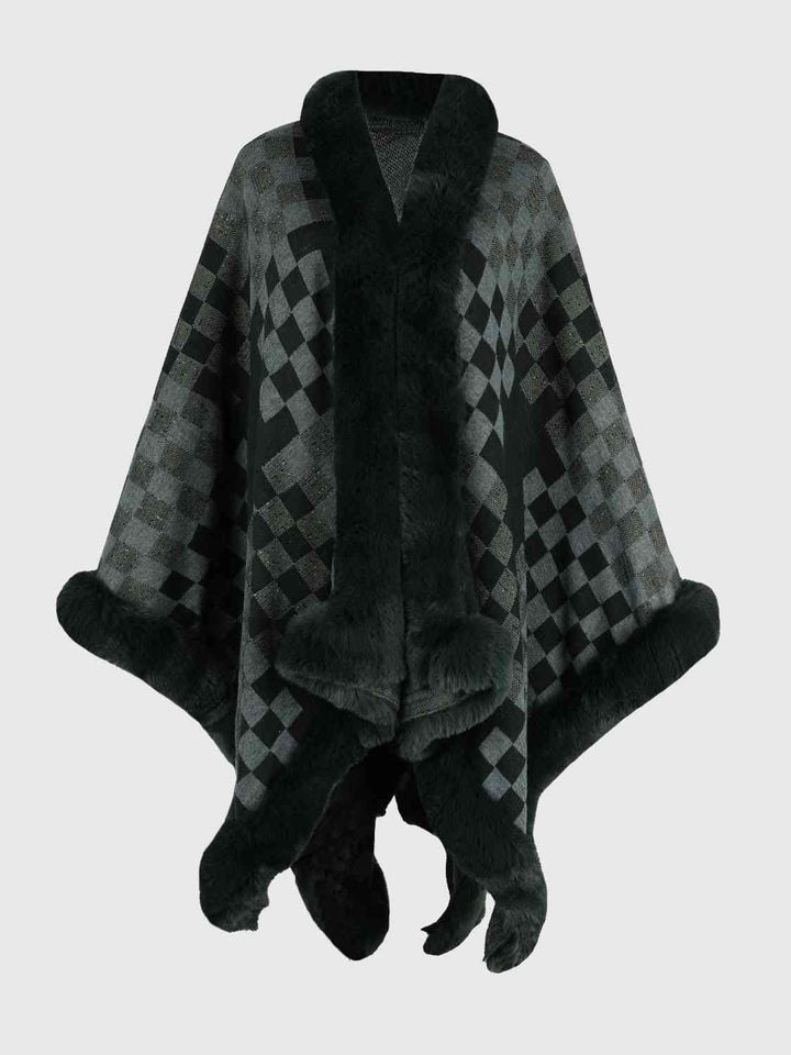 Stilla | Faux Fur Trim Poncho