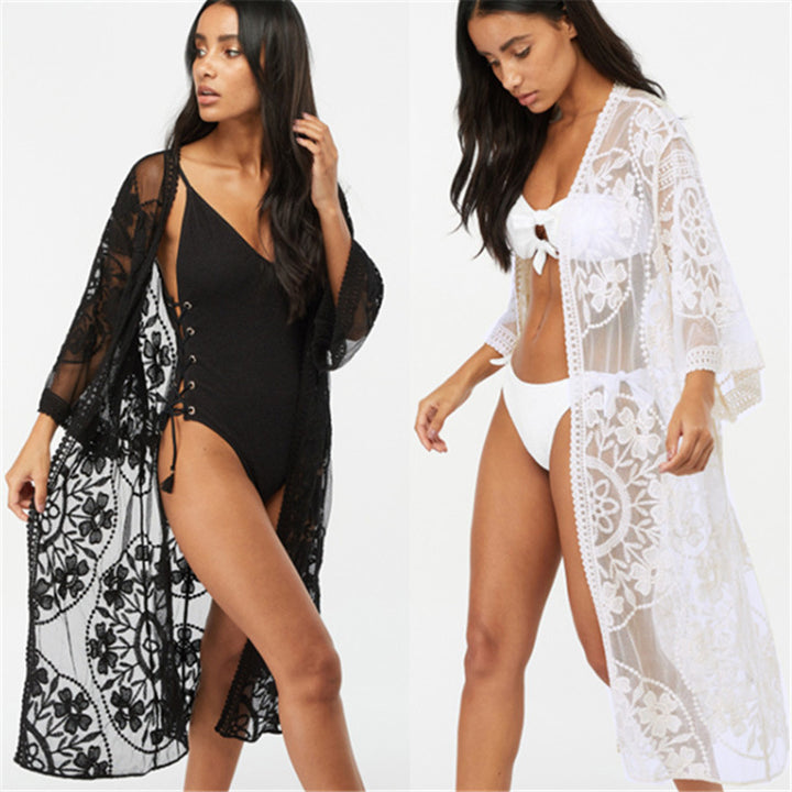 Kvinder Elegant Hæklet Kimono med floral design Stilla