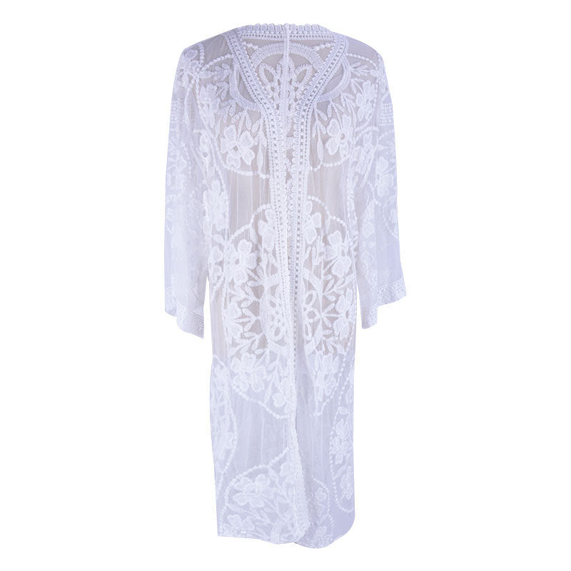 Kvinder Elegant Hæklet Kimono med floral design Stilla