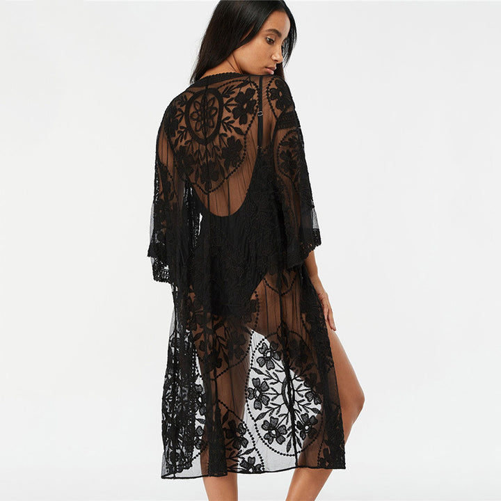 Kvinder Elegant Hæklet Kimono med floral design Stilla