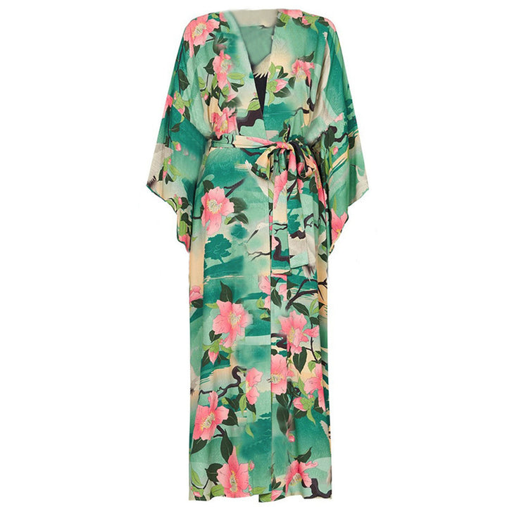 Dame Maxi-strandkjole med elegante sidespalter og blomsterdesign Stilla