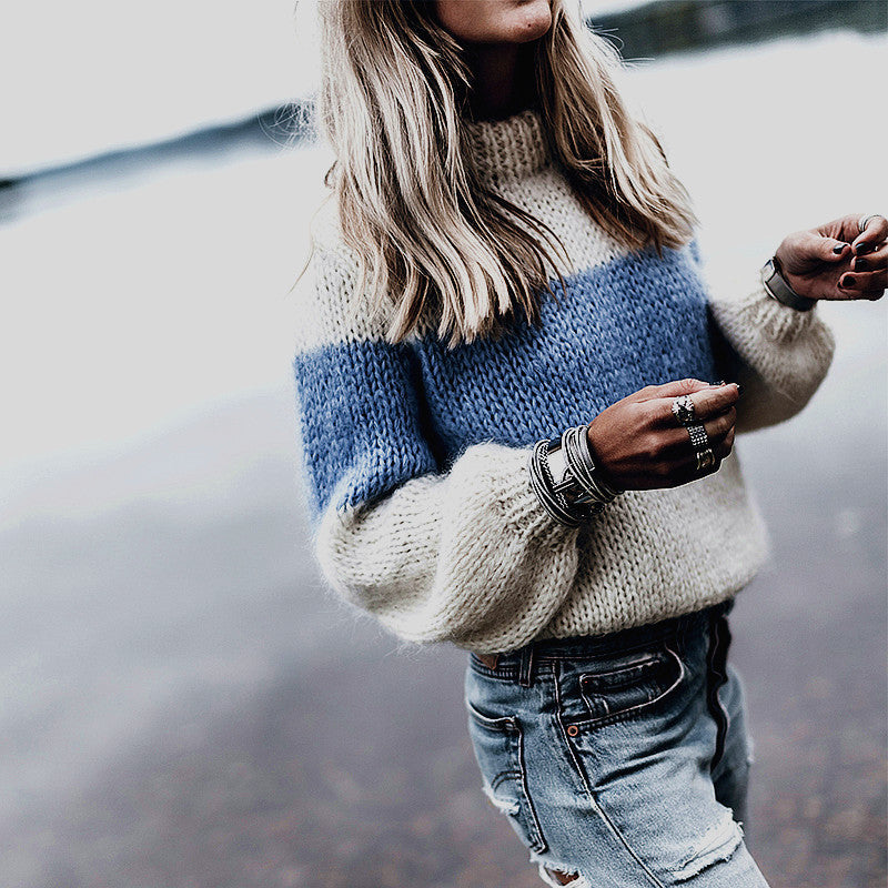Dame komfortabel strikpullover med moderne hulmønster Stilla
