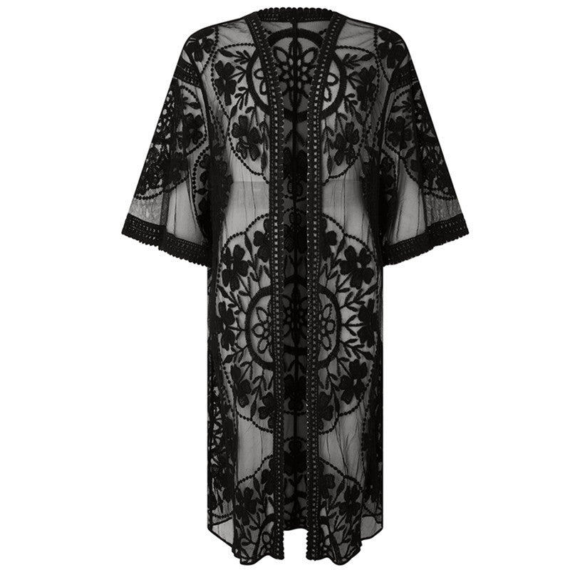 Dame luftig spids Kimono Stilla