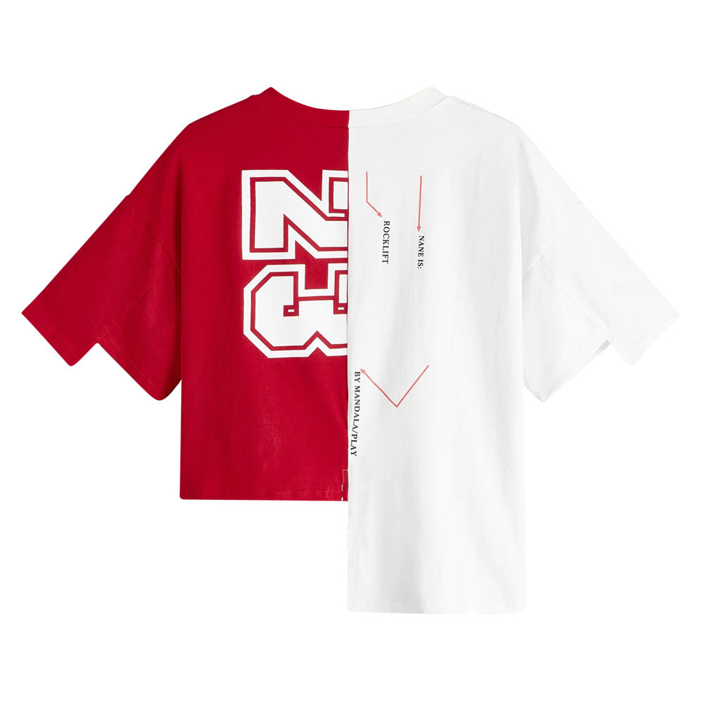 Dame Oversized T-shirt med spændende tofarvet design og grafiktryk Stilla