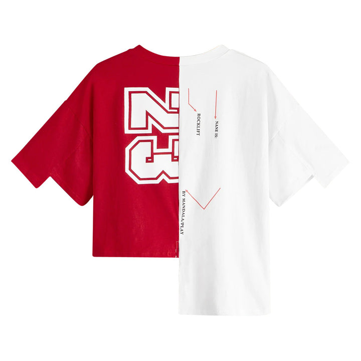 Dame Oversized T-shirt med spændende tofarvet design og grafiktryk Stilla