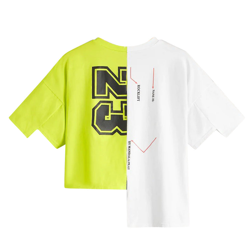 Dame Oversized T-shirt med spændende tofarvet design og grafiktryk Stilla
