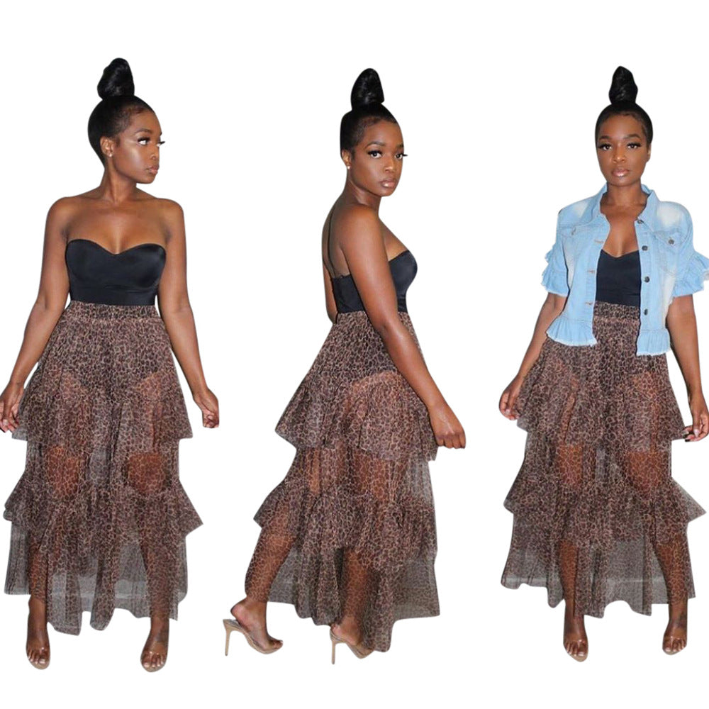 Dame Elegant Tulle Nederdel med lagdelt Camouflage-design Stilla