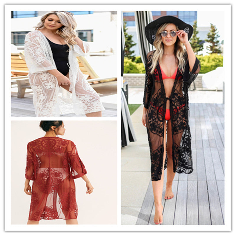 Dame luftig spids Kimono Stilla