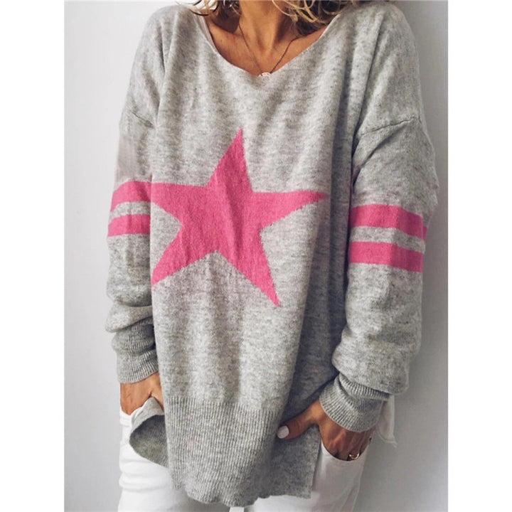 Dame afslappet sweater med stjernemotiv Stilla