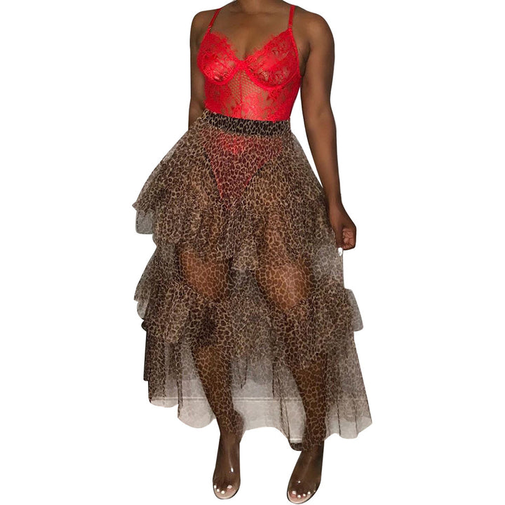Dame Elegant Tulle Nederdel med lagdelt Camouflage-design Stilla