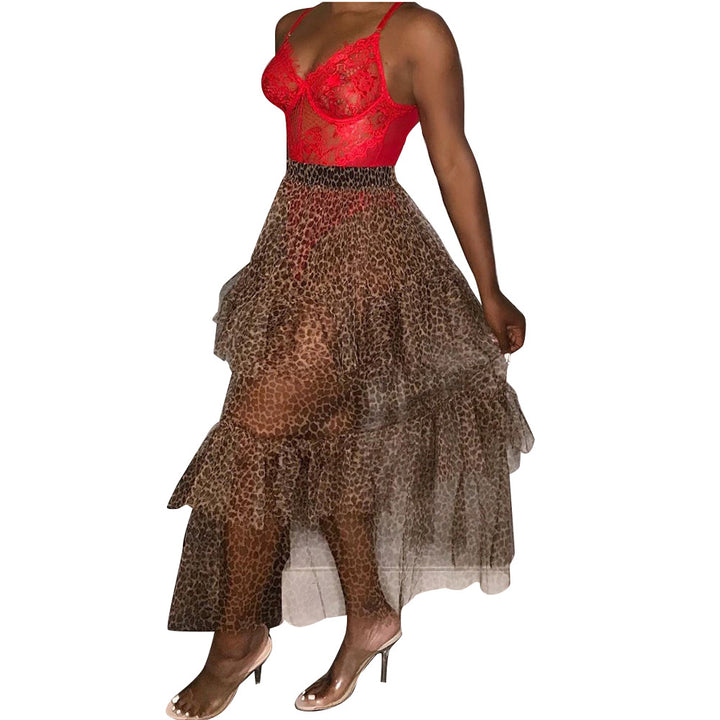 Dame Elegant Tulle Nederdel med lagdelt Camouflage-design Stilla