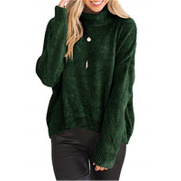 Dame groft strikpullover med kravefri design og afslappet snit Stilla