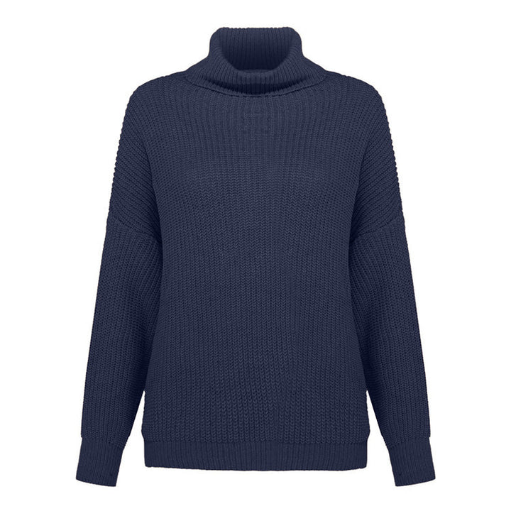 Dame groft strikpullover med kravefri design og afslappet snit Stilla