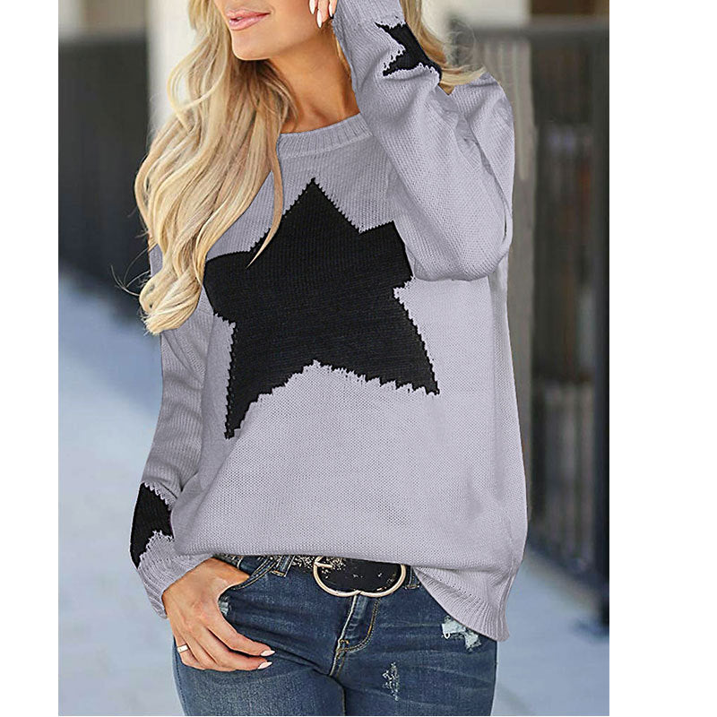 Kvinderne strikkede sweater med stjerne design og blødt materiale Stilla