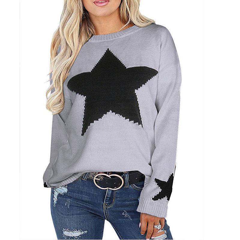 Kvinderne strikkede sweater med stjerne design og blødt materiale Stilla