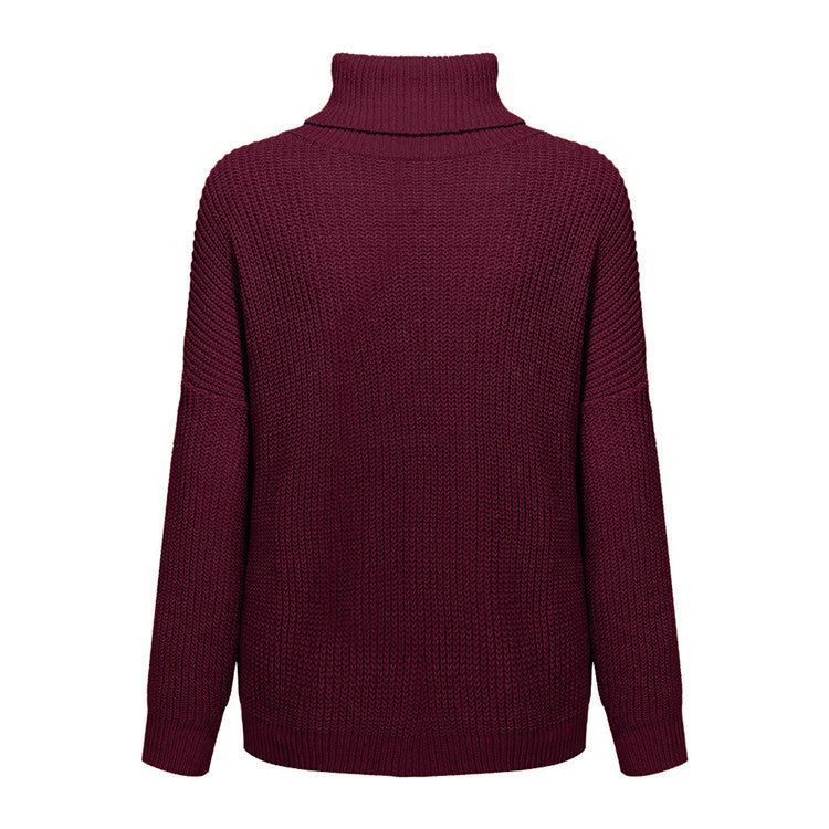 Dame groft strikpullover med kravefri design og afslappet snit Stilla
