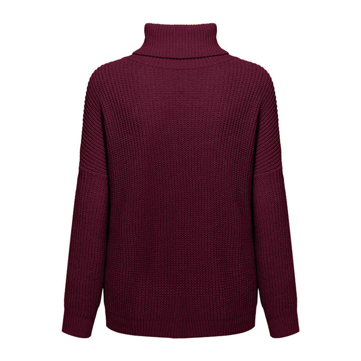 Dame groft strikpullover med kravefri design og afslappet snit Stilla