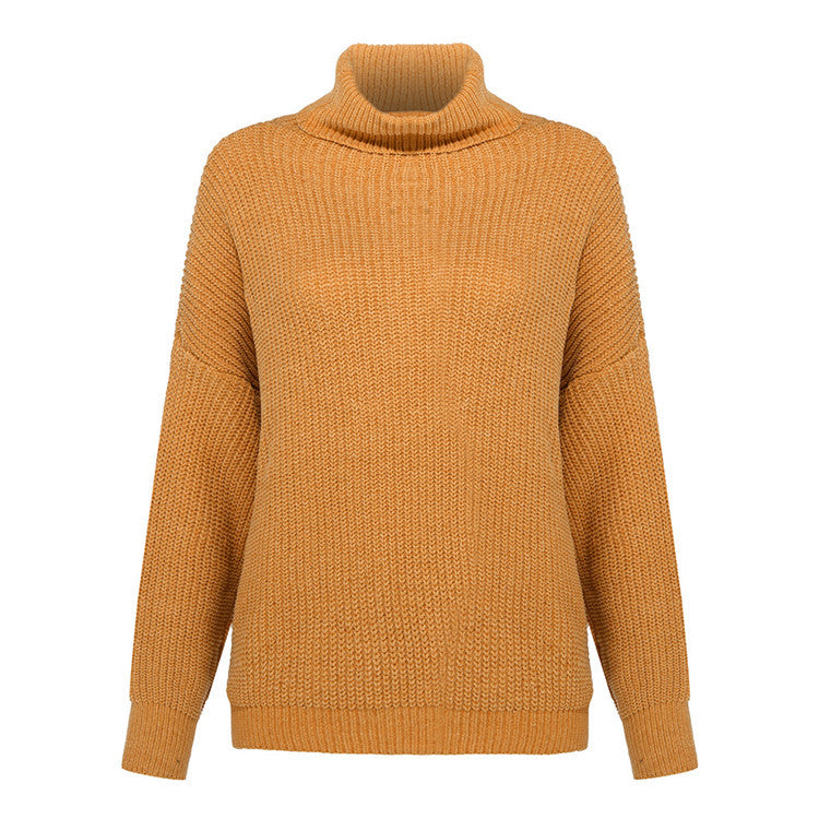 Dame groft strikpullover med kravefri design og afslappet snit Stilla