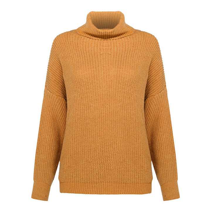 Dame groft strikpullover med kravefri design og afslappet snit Stilla